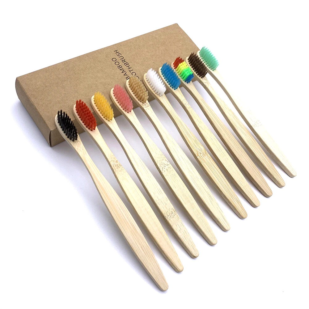 10/12PCS Colorful Toothbrush Natural Bamboo Tooth brush Set Soft Bristle Charcoal Teeth Eco Bamboo Toothbrushes Dental Oral Care