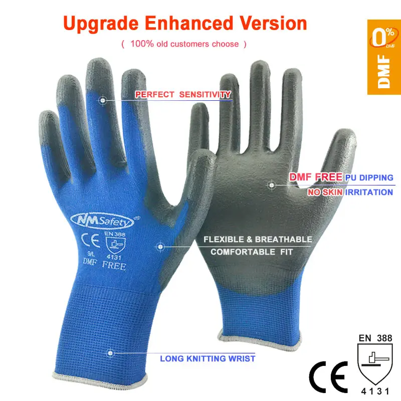 Heißer Verkauf 24 Stück/12 Pairs Sicherheit Mechaniker Arbeit Handschuhe Beschichtet PU Palm Gestrickte Nylon Handschuh Anti Slip Atmungsaktiv CE Zertifiziert