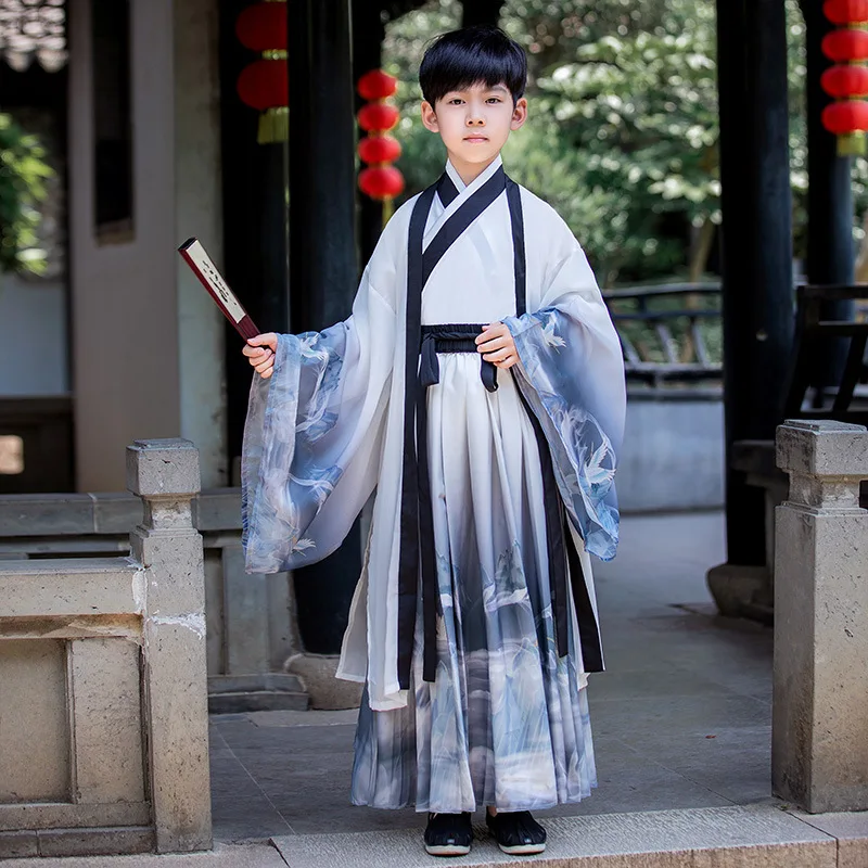 

Boy Ancient Hanfu Dress Chinese Folk Dance Clothes Classical Swordsman Clothing Traditional Kids Perform Costumes Cosplay