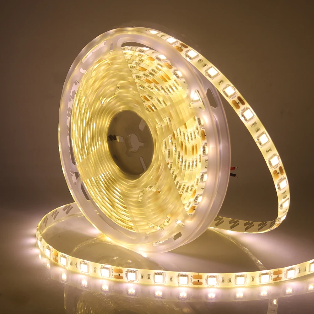 12V LED Strip 5050 RGB Warm White Light 5m Waterproof 60LED/m Flexible LED Tape Lights Decor Lighting