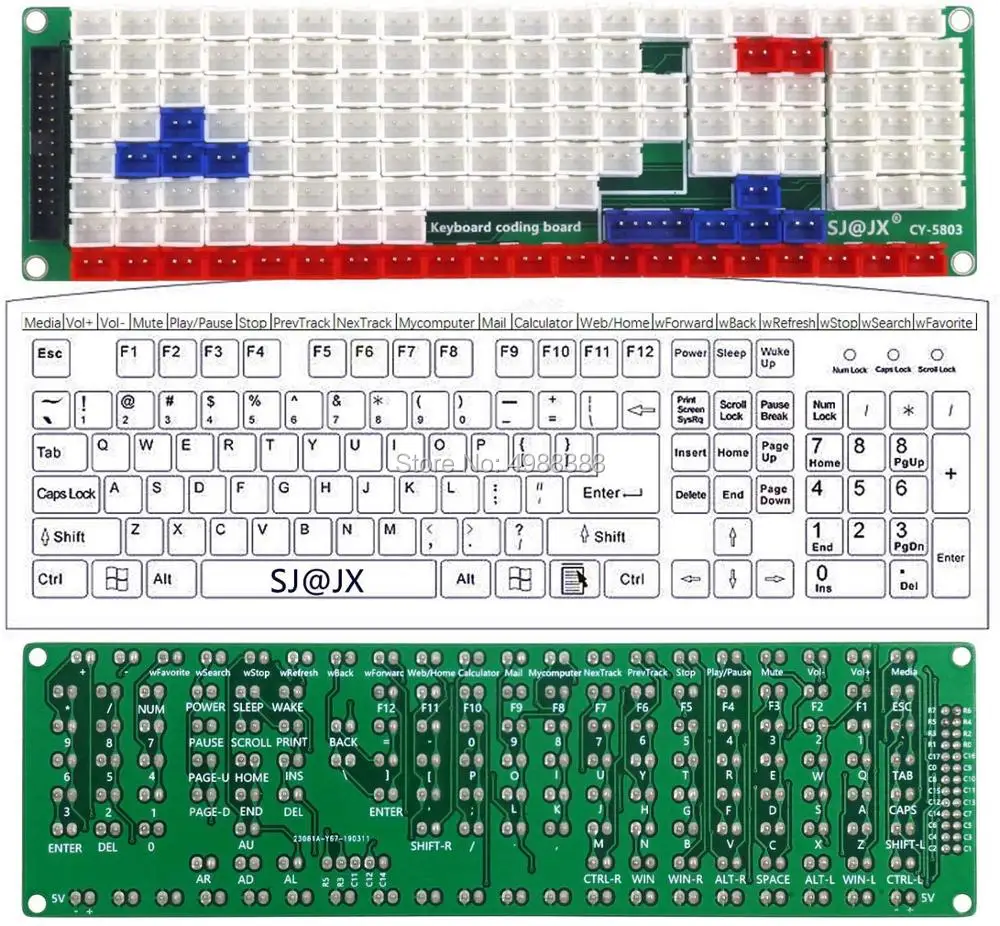 Development Keyboard Encoder Board Game Controller DIY LED Keyboard Development Board Media Music USB Encoder 104 Keys Arcade DI