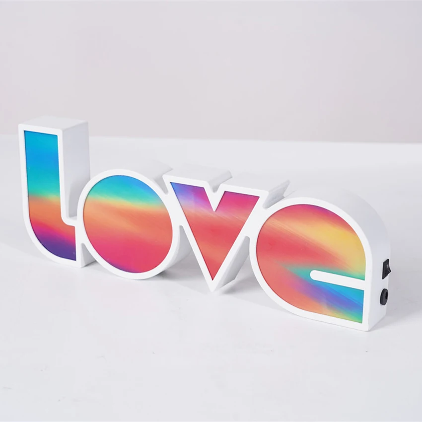 愛の形をしたプラスチック製のLEDサイン,常夜灯,結婚式,誕生日パーティーの装飾,USBまたはバッテリー駆動