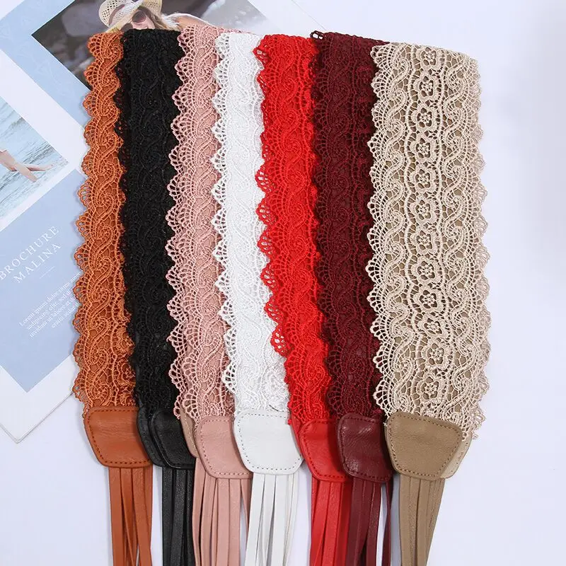 Wide Corset Lace Belt Female Self Tie For Women leather lace belt Ladies Wide Waistband