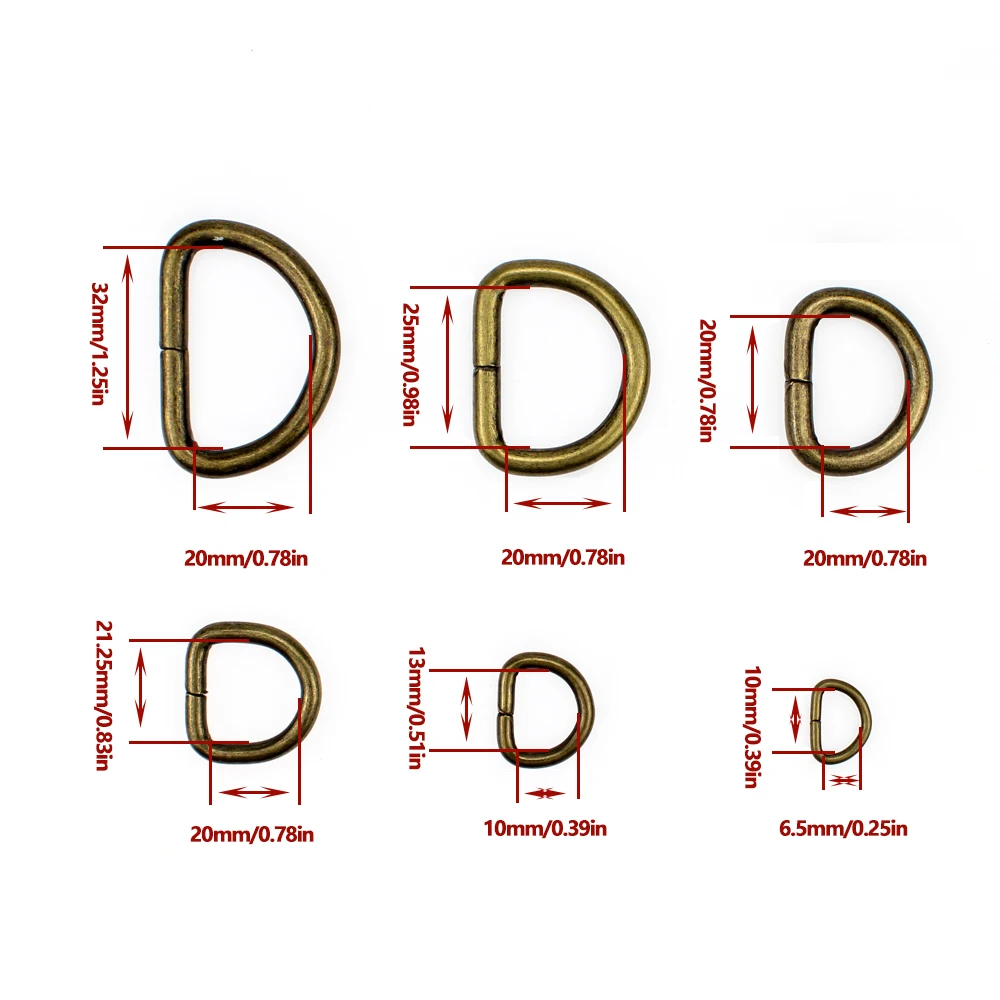 10Pcs 10/13/16/20/25/32MM Metal Hand Bag Purse Strap Belt Dog Collar Chain Web O Dee D Ring Buckle Clasp DIY Heavy Duty Strong