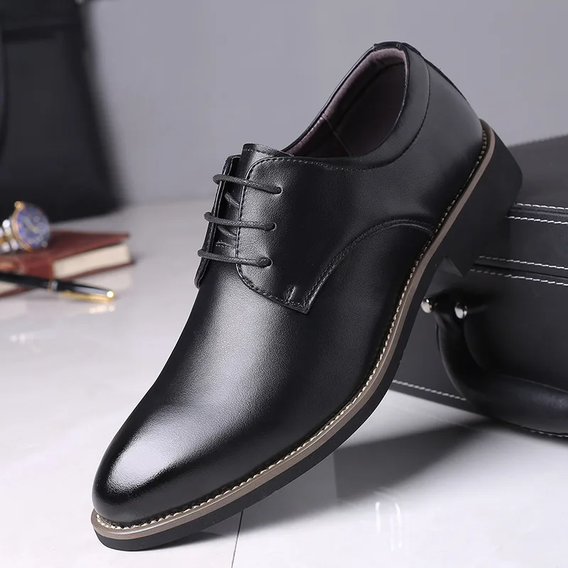 Luxury Brand Leather Concise Men Business Pointy Black Shoes Breathable Formal Wedding Basic Shoes Men Dress Shoes Fashion new