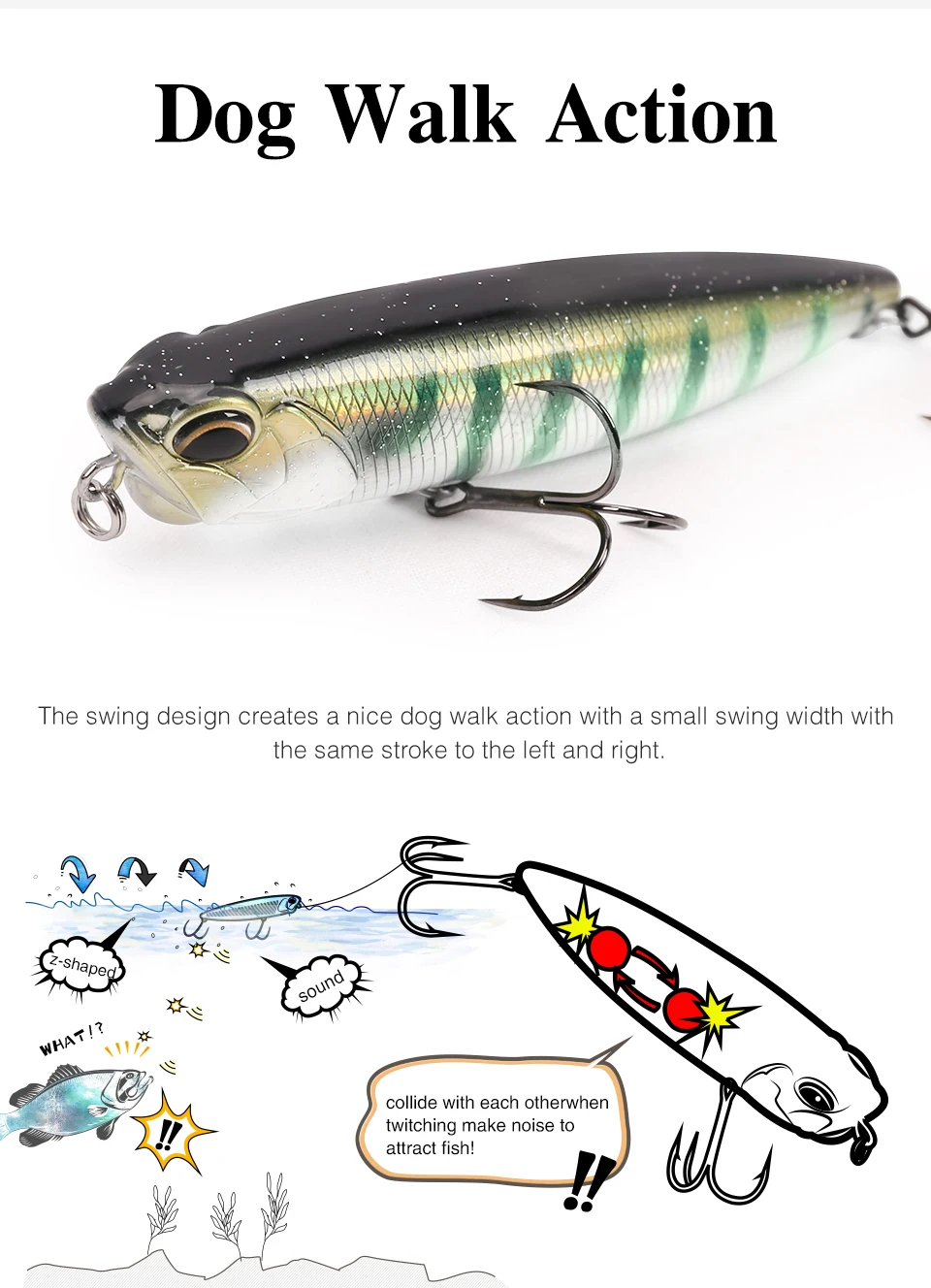 TSURINOYA Topwater Schwimm Wobbler 110mm 20,5g DW58 Bass Locken Stickbait Snakehead Professionelle Künstliche Harten Köder – Detail 7