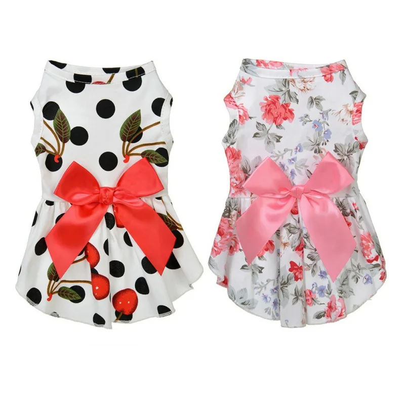 Sweet Flower Pet Dress For Dogs Cats Summer Puppy Skirt Pet Dress For Small Dog Girl Princesses Shirts Pet Apparel Sundress