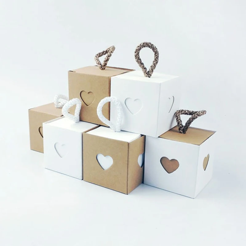 

5.5*5.5*5.5cm Favor Candy Box Kraft Paper Heart Wedding Favor Gift Boxes Wedding Party Box Friendly Kraft Promotion 200pcs/lot