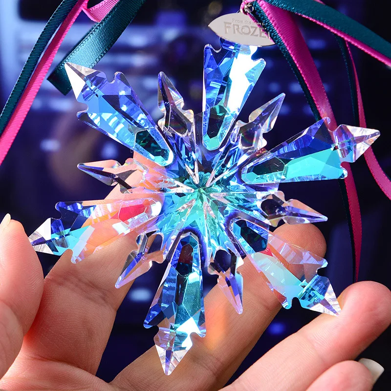 10 Colors Exquisite Crystal Snowflakes Car Pendant Transparent Decor Ornament Sun Catcher Snowflake Hanging Trim Christmas Gift