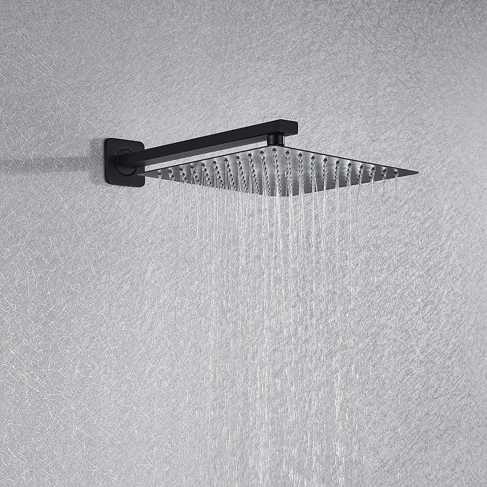 Black Bath Shower Set Wall Mounted Concealed Shower Faucet System Rainfall Bathroom Mixer Bathtub Tap with Hand Sprayer