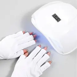 1 Pair White Fingerless LED UV Anti UV Gloves UV Shield Glove