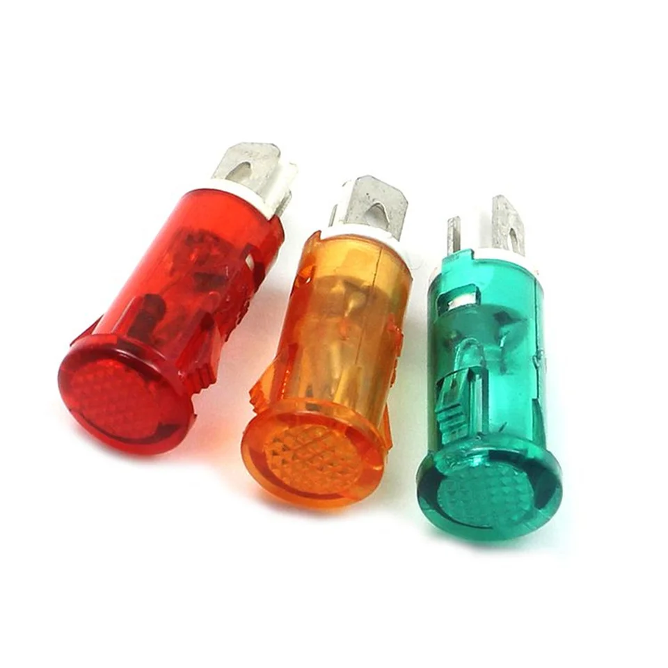 

10pcs 220V 110V 12V/24VDC Panel Mounting Neon Indicator Red Green Yellow Lights 10mm MDX-11A Pilot Guiding Signal Lamp