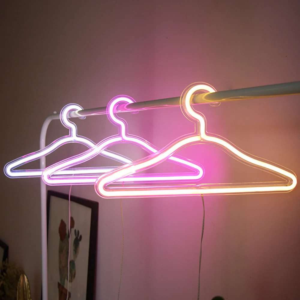 Light LED Neon Coat Clothing Hanger Holder Light Clothes Hanger Pant Storage Cloth Rack Shelf Racks Scarf clothes Storage D30