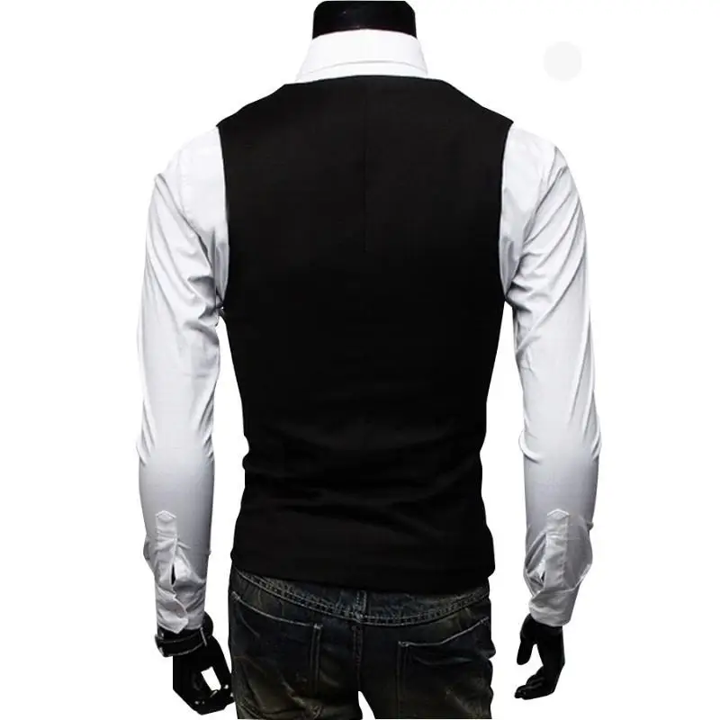 Terno masculino colete baixo colarinho casamento noivo colete negócios fino ajuste trabalho wear steampunk colete masculino para homem