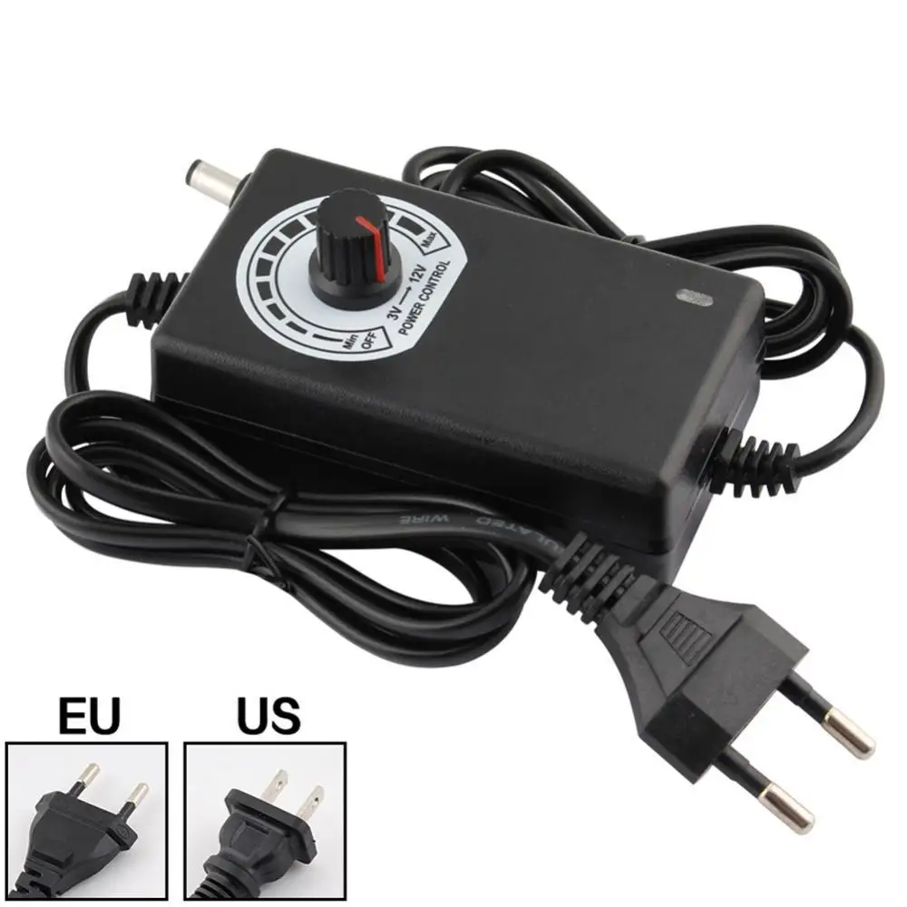 45% Hot Sales! 3V-12V 2A 24W Adjustable Power Supply Adapter Motor Voltage Regulator US/EU Plug