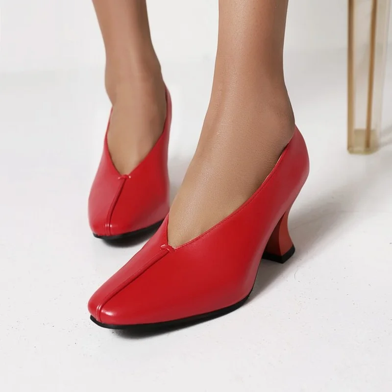 FXYCMMCQ Spring 2021 New Vintage Foot Sets Fashion and Comfortable High Heel Single Shoes for Women-D6038