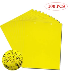 30-100pcs Strong Fly Traps Bugs Sticky Board Dual-Sided Catching Aphid Insect Pest Control Whitefly Thrip Leafminer Glue Sticker