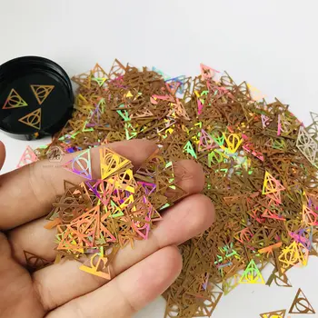 PrettyG 1 krabička Potter a Relikvie smrti ve tvaru dutých trojúhelníků s holografickými třpytivými flitry pro DIY umělecké řemeslné dekorace na nehty 12 nejlepší prodej Samolepka na nehty s motivem Harryho Pottera - №6