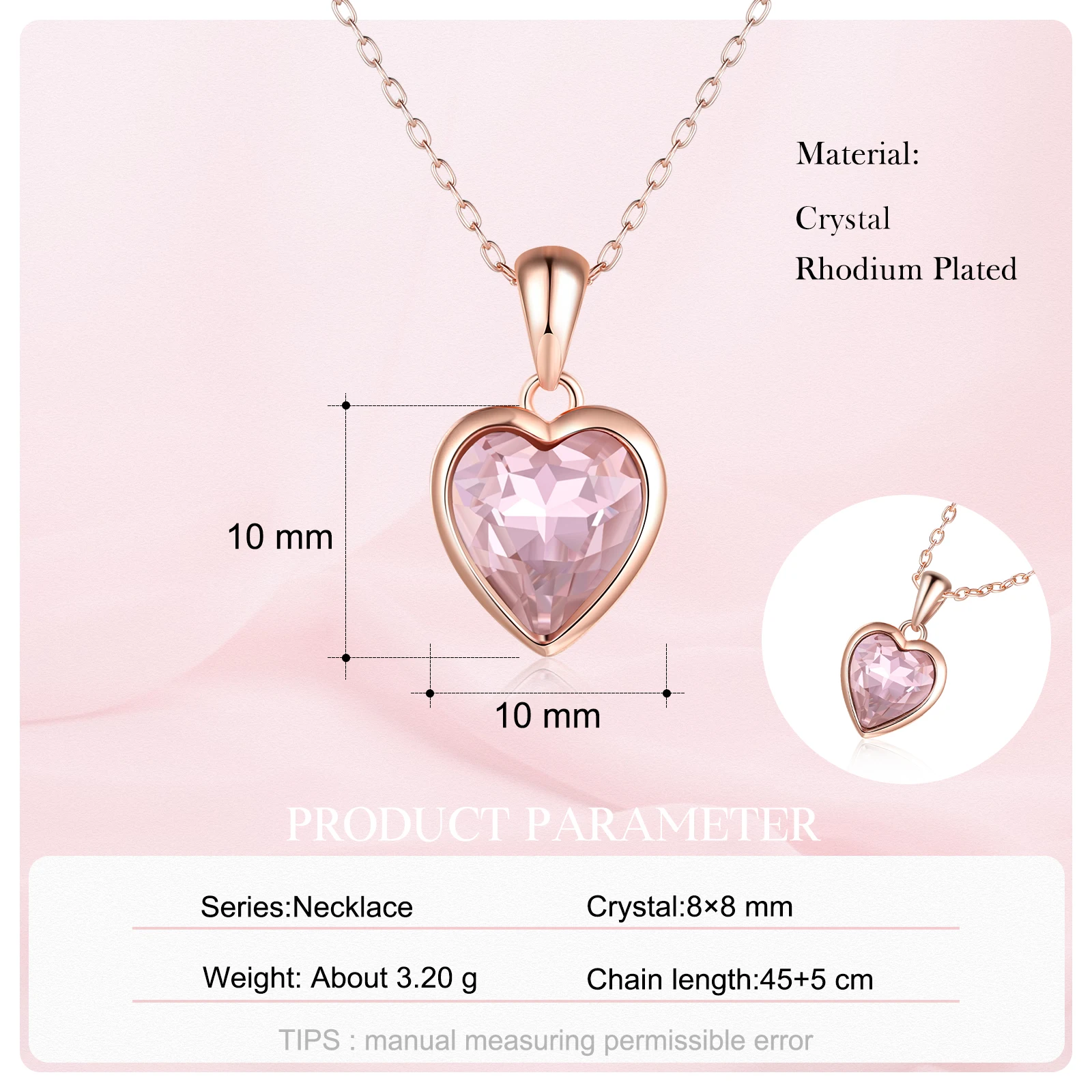 Classic Heart Necklace for Women & Girlfriend with Zircon Pandent Simple Fashion Jewelry Valentine's Day Gift