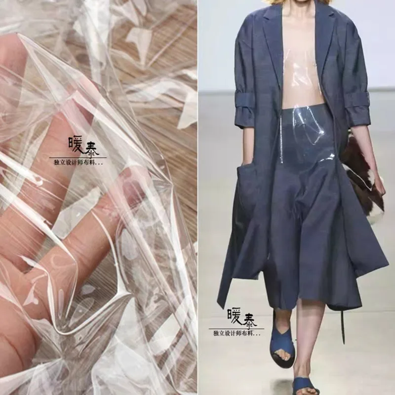 0.1mm TPU Fabric Fully Transparent PVC DIY Waterproof Raincoat Coat Crystal Bag Decor Plastic Clothes Designer Fabric