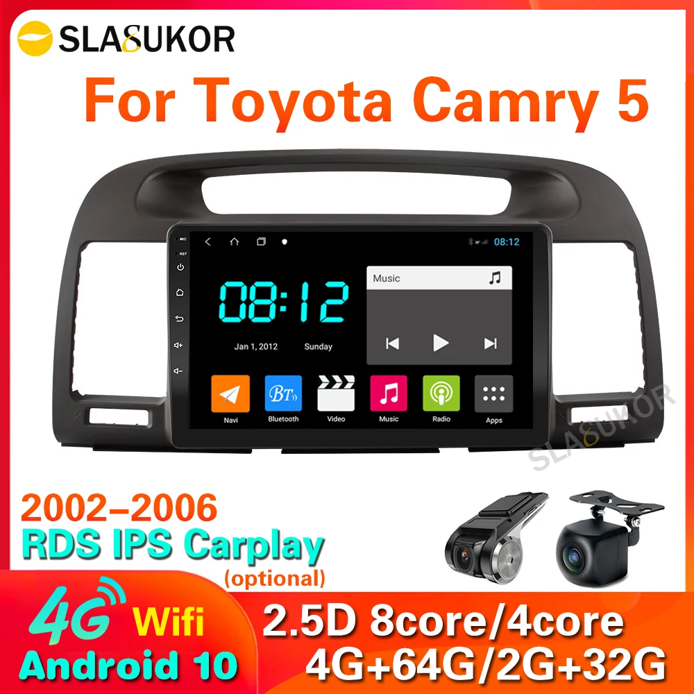 4G LTE Wifi 2 Din DSP For Toyota Camry 5 XV 30 2002 - 2006 Car Radio Multimedia Video Player Navigation GPS Android no 2 din DVD