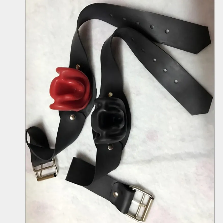 BDSM Latex Mouth Plug Sex Slave Fetish Bondage  Dilatation Ball Erotic Oral Sex Toys Open Mouth Gag Black/Red Sex Toys