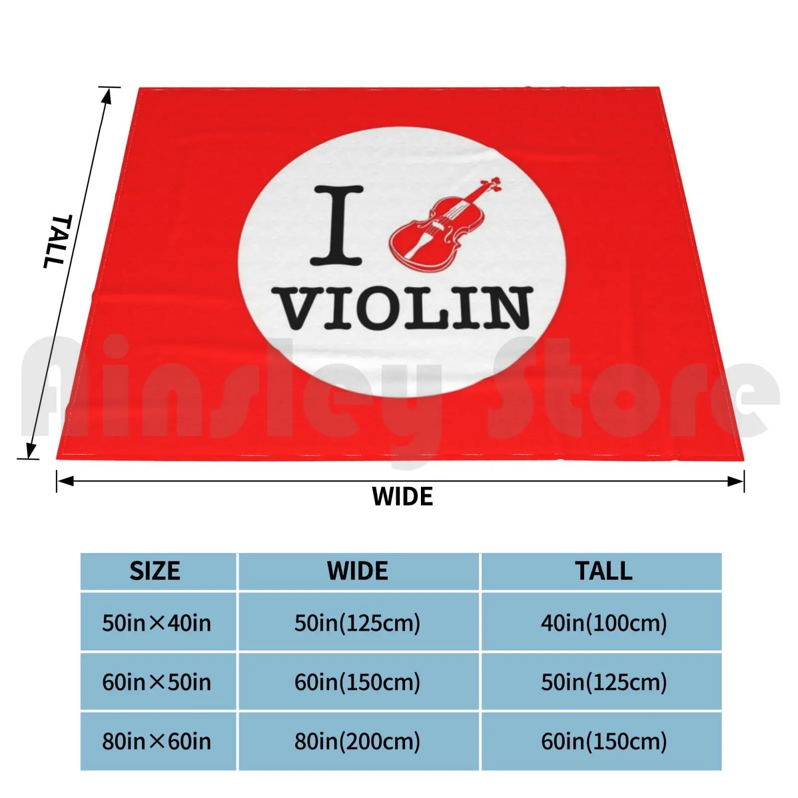 I Love Violin Blanket Super Soft Warm Light Thin Violin Violinist Orchestra Classical Music Mozart Chopin Beethoven