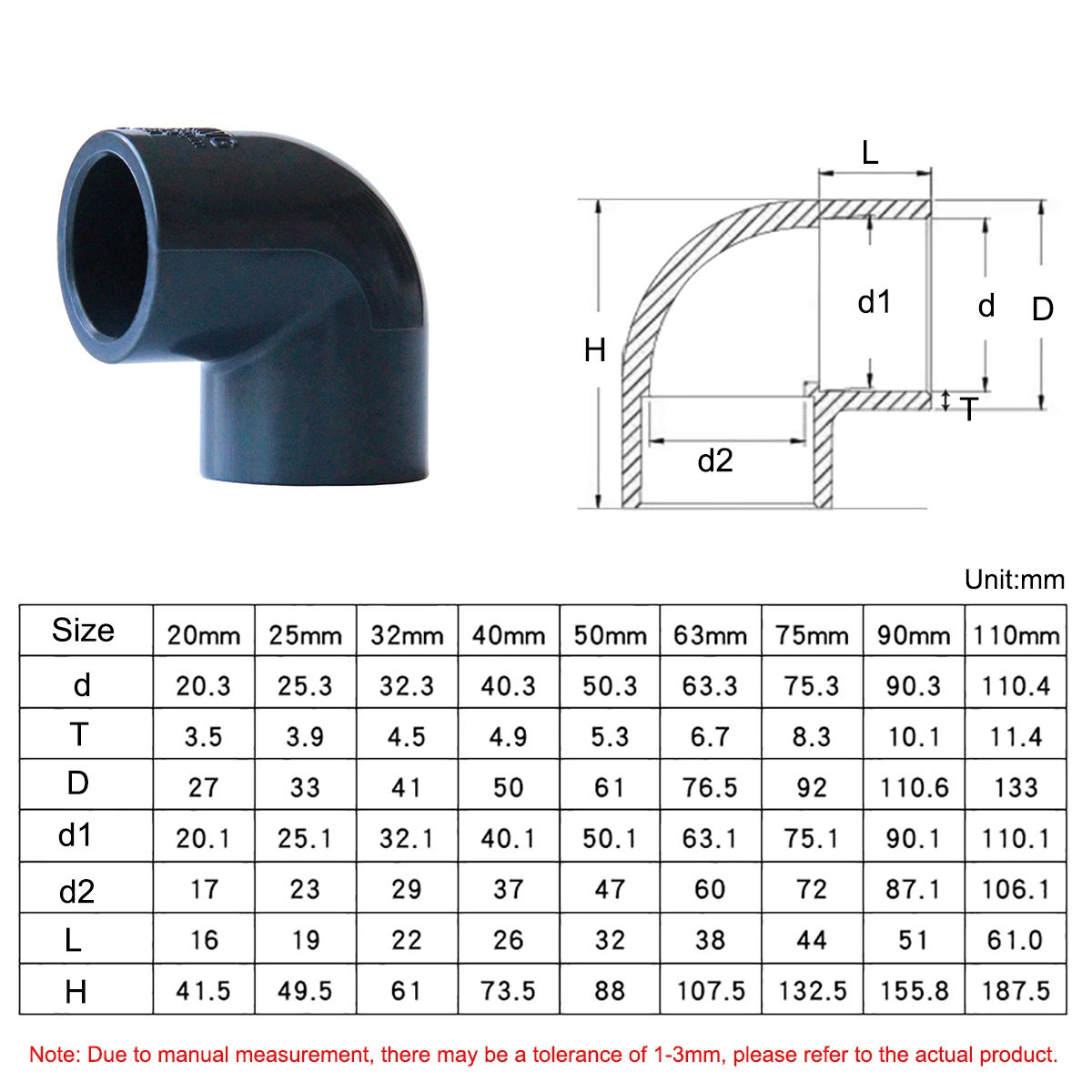 1Pc ID 20 ~ 110mm 90 ° gomito connettore UPVC raccordi per tubi di alimentazione dell'acqua acquario serbatoio di pesce giardino irrigazione adattatore accoppiatore