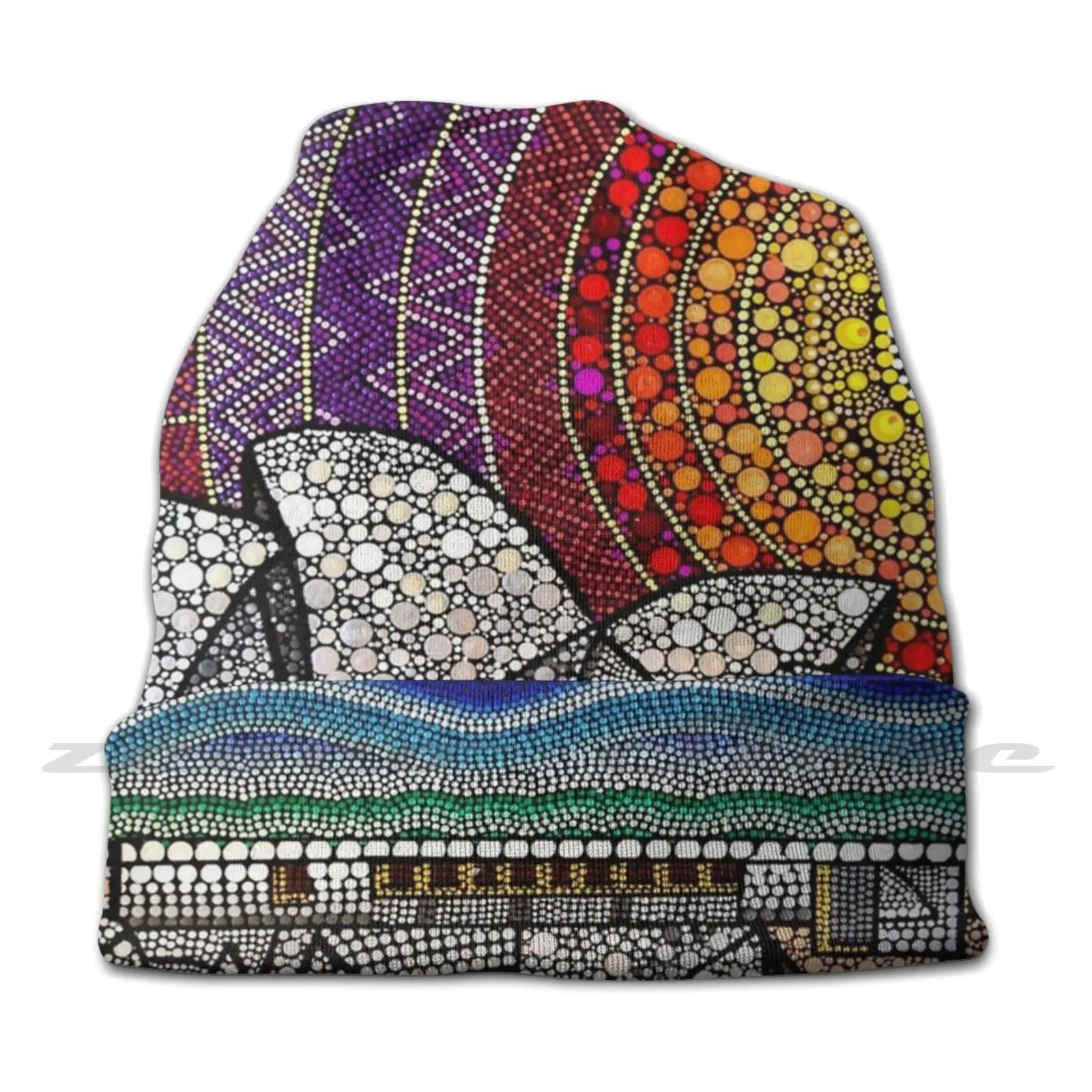 Sydney Opera House Adult Kids Knit Hat Hedging Cap Outdoor Sports Breathable Sydney Opera Australia Acrylic Pointillism Icon