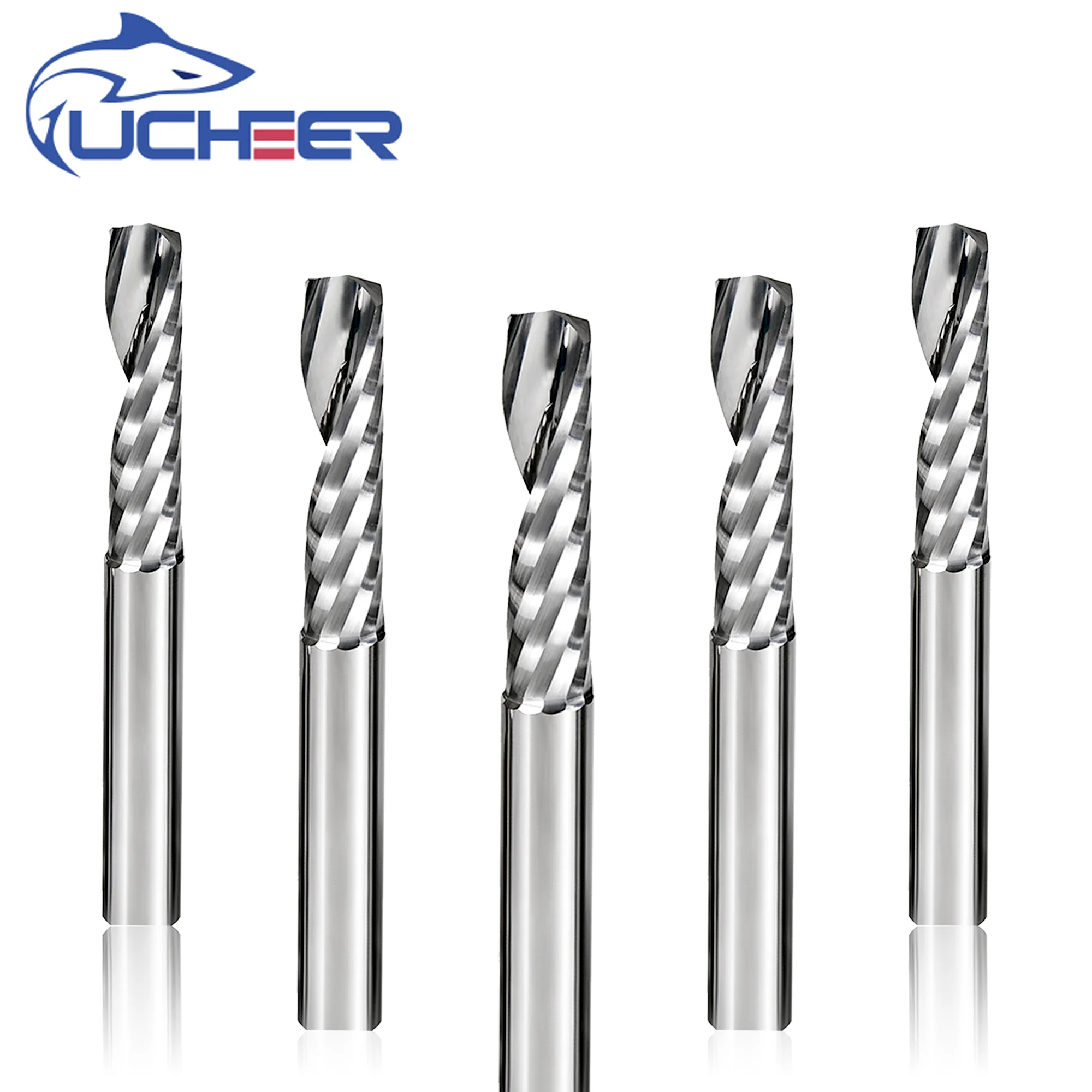 UCHEER 1pc 3.175mm fresatura a candela singola per la lavorazione del legno frese CNC utensili in metallo duro per compensato MDF