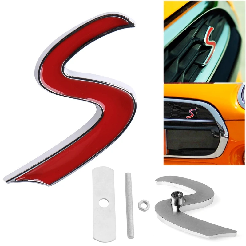 3D Metal S Front Grille Badge Emblem Decal For Mini for Cooper R50 R52 R53 R56 R Dropshipping