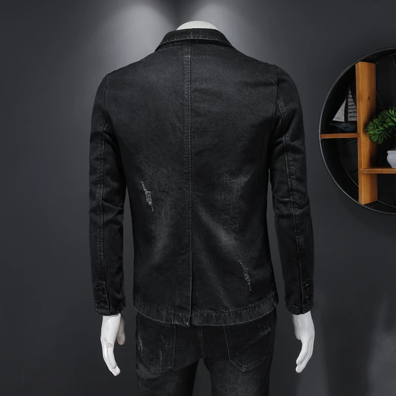 Denim Blazer Mannen Blazer Jeans Slim Fit Cowboy Jassen Leisure Mens Suit Jean Jas Mannen Casual Jas Enkele Knop Nieuwe 2020