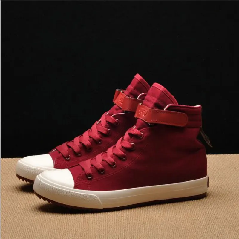 Fashion New Men Light Breathable Canvas Casual All Black white Red High top Solid Color Sneakers Shoes flats yuj6