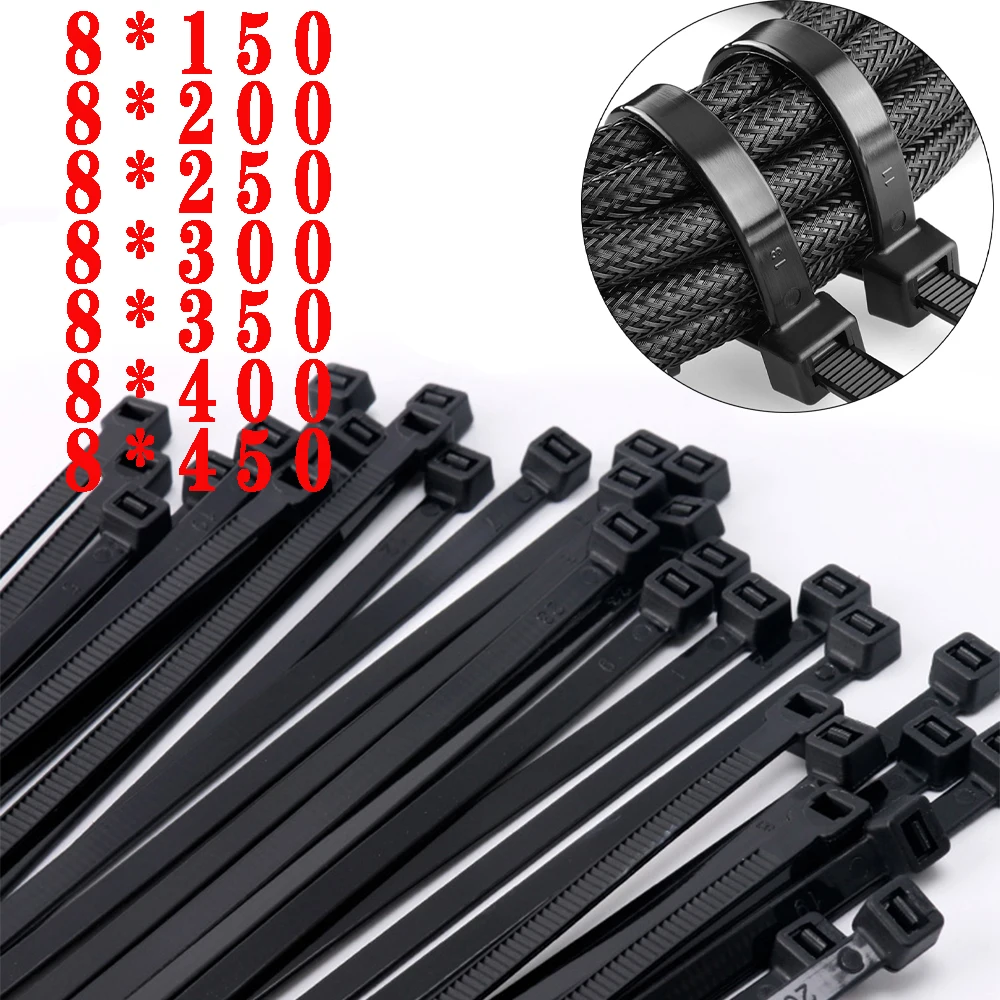 30 SZTUK samoblokująca nylonowa opaska kablowa 8 * 200 czarna plastikowa opaska kablowa 8 * 300 zamek błyskawiczny typu opaska kablowa pierścień mocujący opaska kablowa 8 * 400