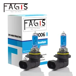 Fagis 2 Pcs 9006 HB4 12V 55W Original Quality Blue Glass Car Headlight Lamps Super White Auto Halogen Bulbs Car Lights