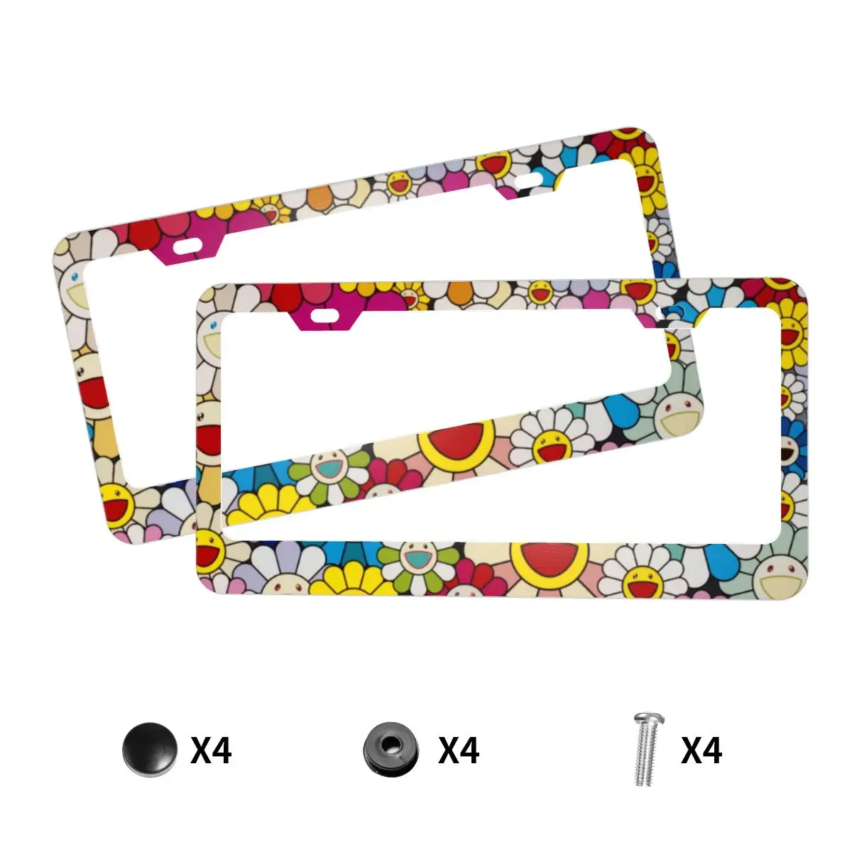 Personalized License Plate Rainbow Flower Chicago Frame Metal Aluminum Plate Cover Car Tag Holder For Women Men Auto Decoration