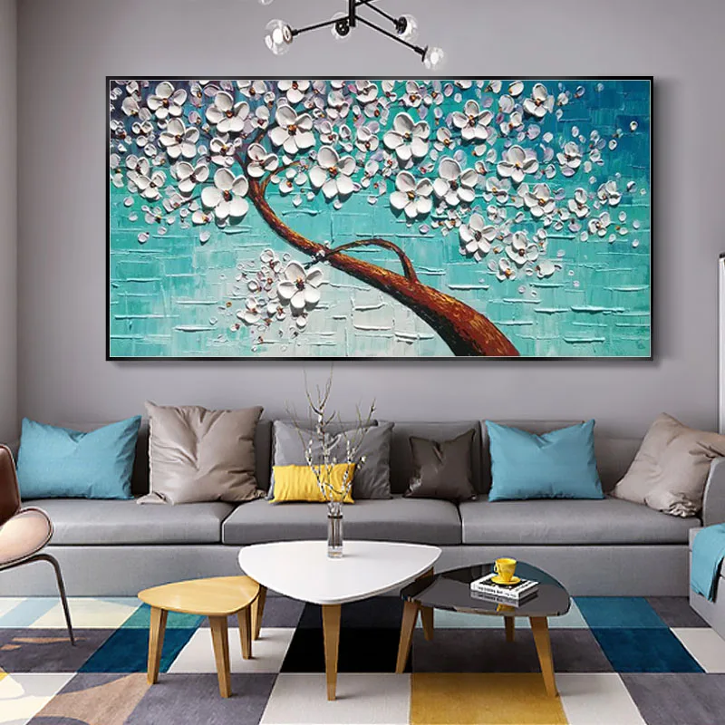 Hand-painted Oil Painting Decorative Painting The Living Room Sofa Backdrop Paintings Pachira Thick Oil Painting Knife New Chine