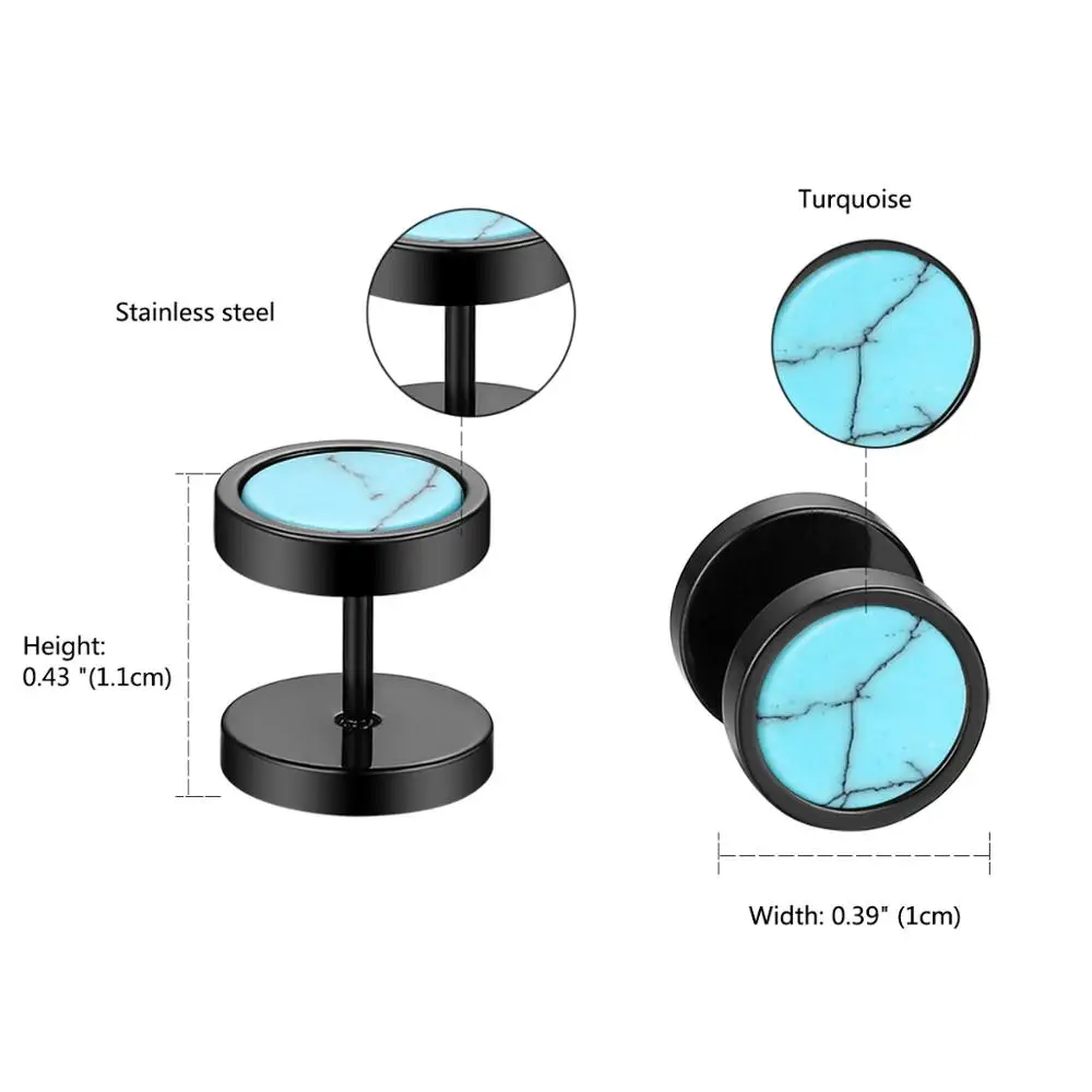 BONISKISS Fashion Stainless Steel Earrings Women Men Barbell Dumbbell Punk Cool Round Stud Earring Male Jewelry Gift Wholesale