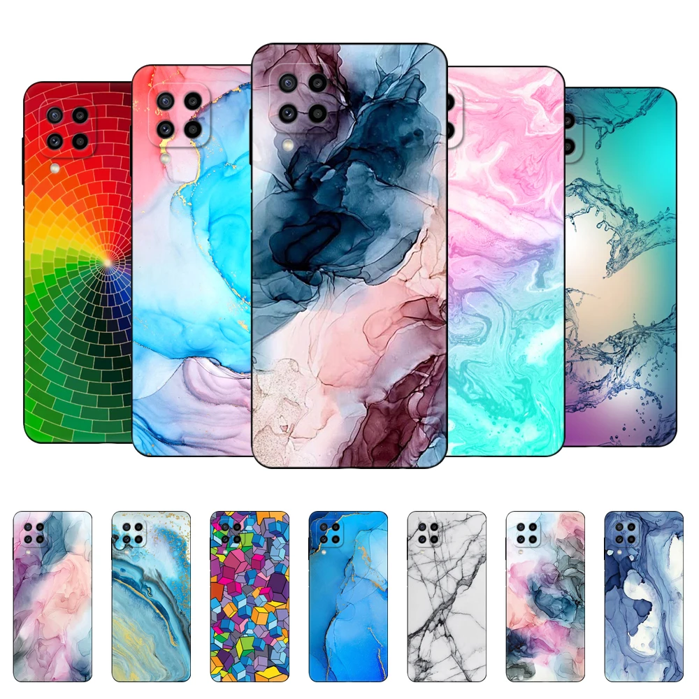 For Samsung Galaxy M22 M32 4G Case For Samsung M22 Soft Case For Samsung M32 4G M 22 32 black tpu case marble colorful fashion