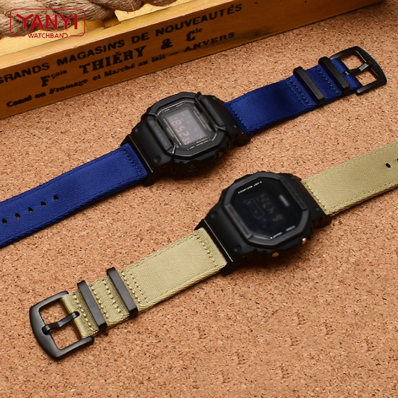 Nylon Watchband 22mm Stainless Steel Adapter 16mm for Casio G-Shock GA-110/100/120 GD-100 DW-5600 5610 Connector watch strap