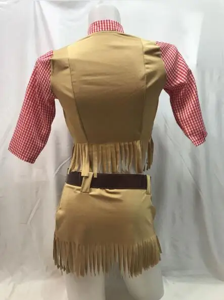 Sexy Cowgirl Costume Halloween Party Cowboy Costume For Adult Women Cowgirl Cosplay Western Dress Suit Top + Skirt + Hat + Belt image 5