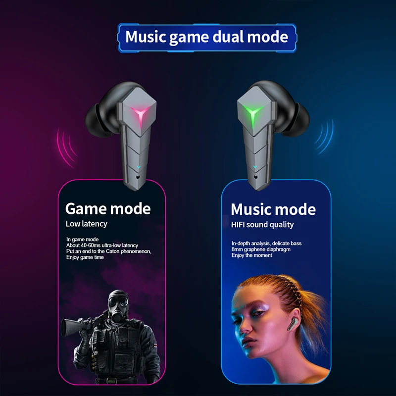 Kingstar TWS Bluetooth 5.0 หูฟังชุดหูฟังสําหรับเล่นเกม 65ms Latency ต่ําหูฟังไร้สายหูฟังสเตอริโอเบส Gamer พร้อมไมโครโฟน