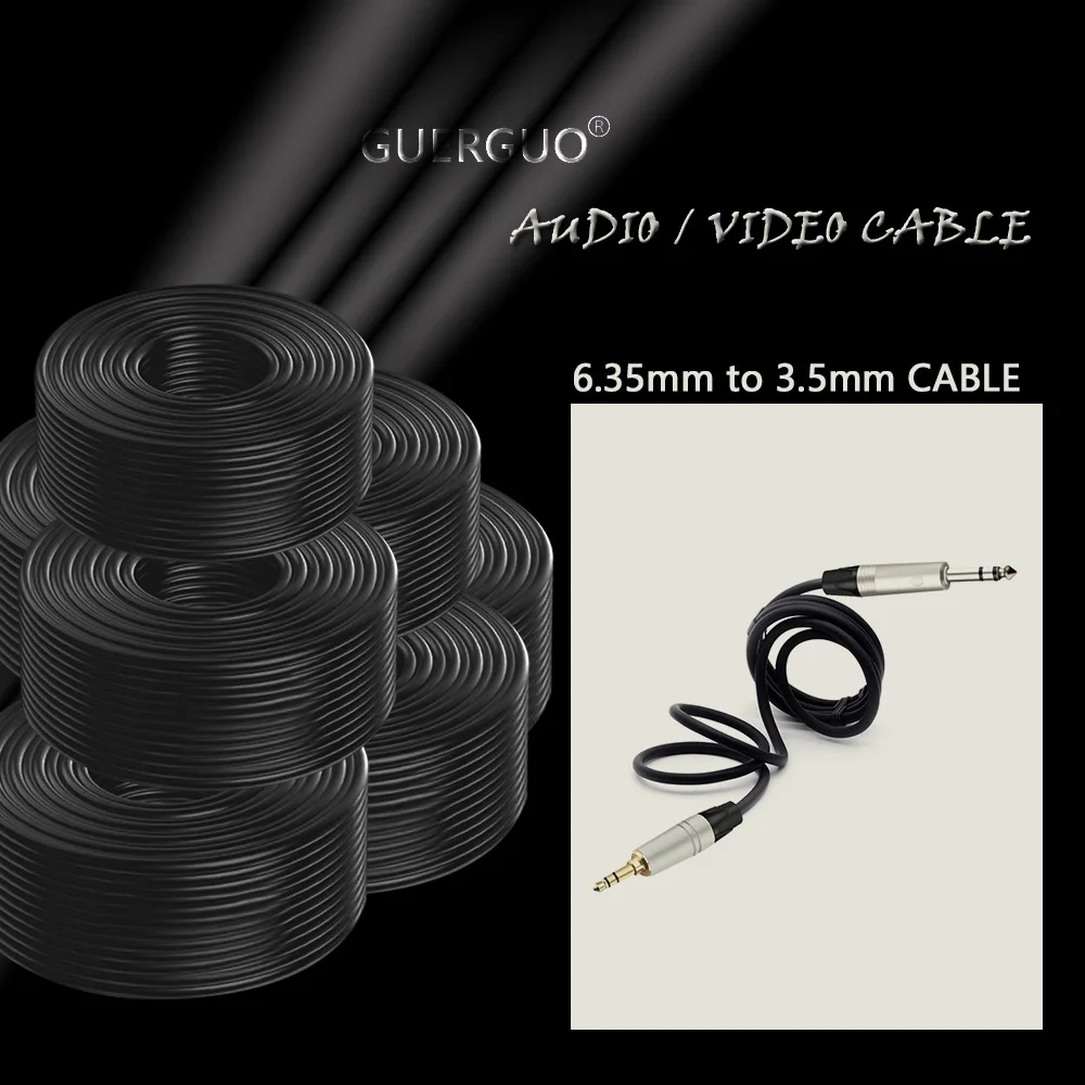 Cavo Aux Stereo da 3.5mm a 6.35mm GuerGuo per Mixer amplificatore lettore CD altoparlante placcato in oro cavo Audio maschio Jack da 1/8 a 1/4 TRS