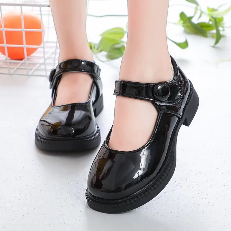 Girls Leather Shoes for Wedding Party Black White School Shoes Children Dress Shoes Princess Sweet Kids Mary Janes Classic 26-36