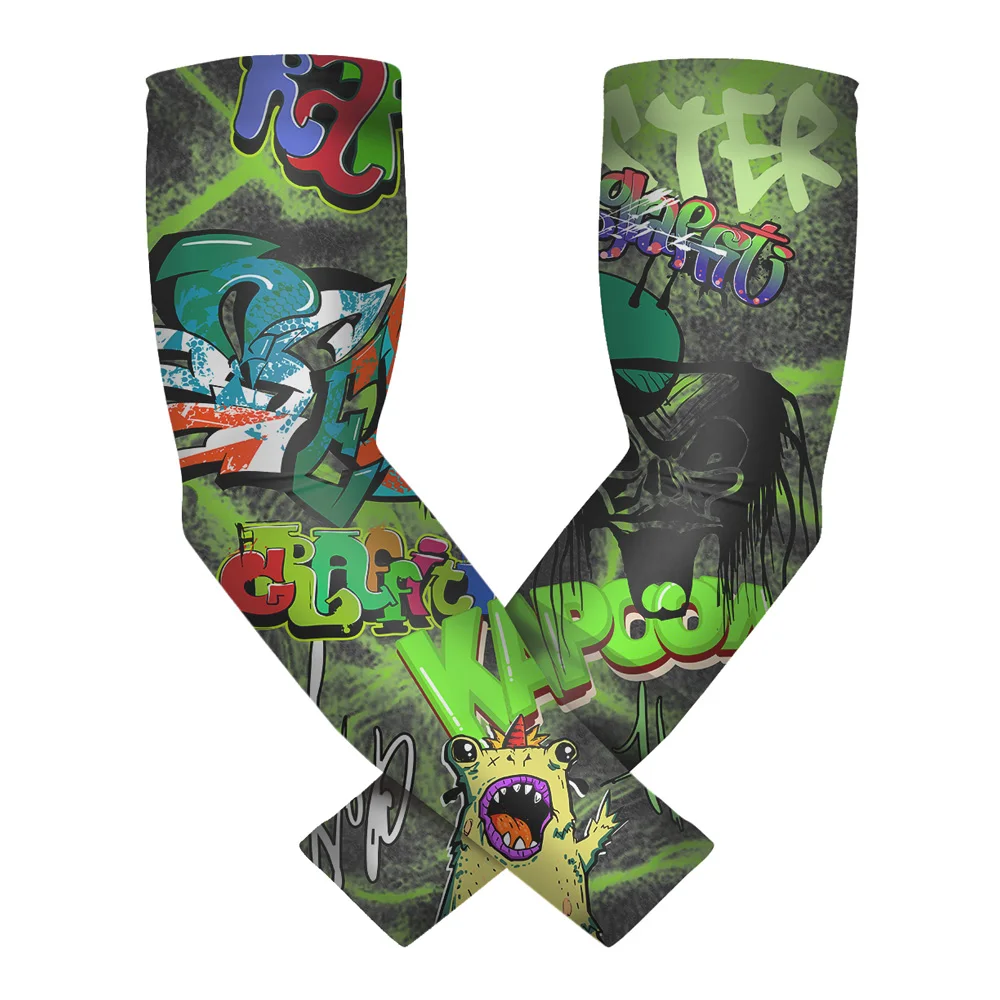 Graffiti Printing UV SUN Protection Arm Sleeves Compression Elbow Brace Support Sports Sleeves Long Arm Cover Sleeves