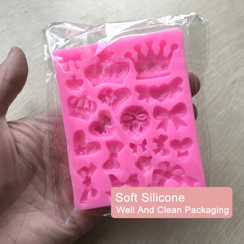 Cartoon Crown Bow Tie Silicone Cake Mold - Fondant Cupcake Jelly Candy Shaped Decorations Baking Mould for Kitchen