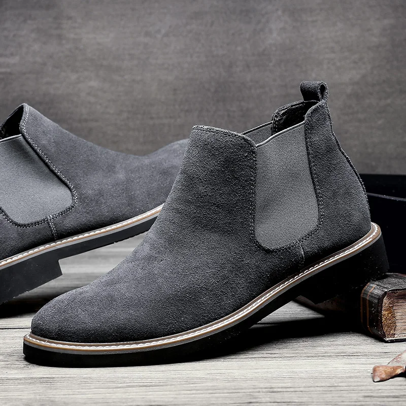 Size 38-46 Fashion Men Boots Autumn Winter Leather Shoes for Male Comfortable Suede Chelsea Boots Classic Men\'s Casual Shoes