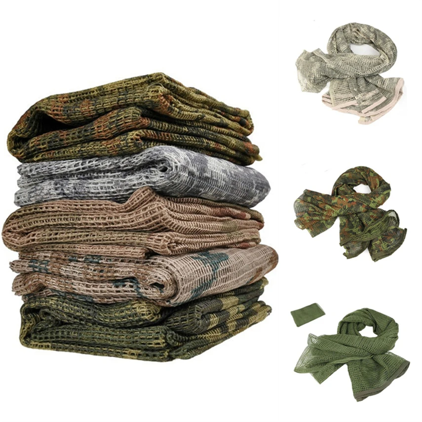 

Camouflage Tactical Mesh Scarf Sniper Face Scarf Training Camping Hunting Order Hiking Scarf Equipment
