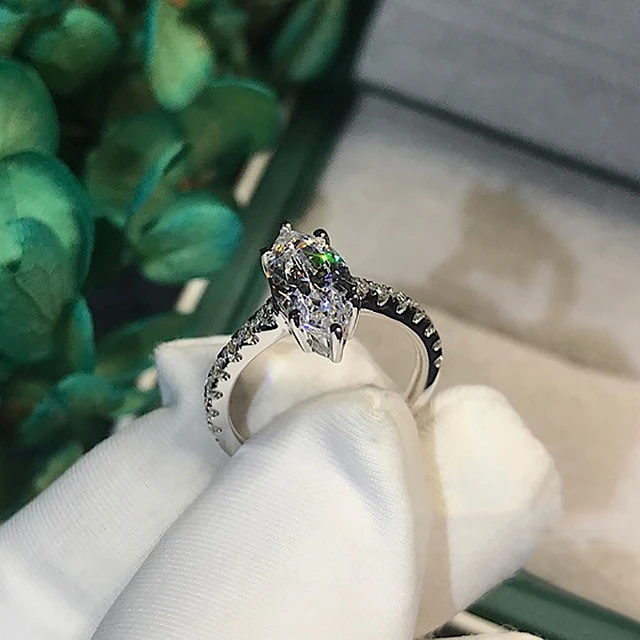 Unique Diamond Ring, Wedding & Engagement Ring, Marquise Cut CZ Diamond Ring, Christmas Gift For Her, Anniversary order Gift Ring, 925 Silver Ring