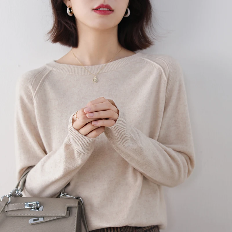 O-neck Raglan sweater women 100% Pure Pashmina Knitting Pullovers 4Colors Female Winter Long sleeve Best Quality Jumpers